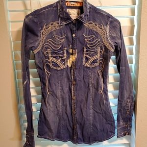 Womens Button Up Jean Shirt